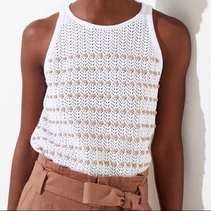 Loft sweater tank, white & beige. Never worn, NWOT